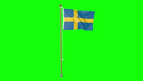 Green-screen-sweden-flag-with-flagpole